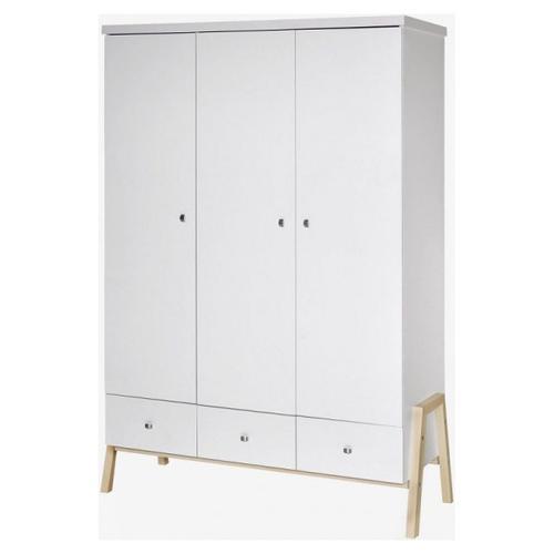 Armoire Bb 3 Portes Laqu Blanc Et Pieds Htre Holly Nature L 127 X H... on Productcaster.