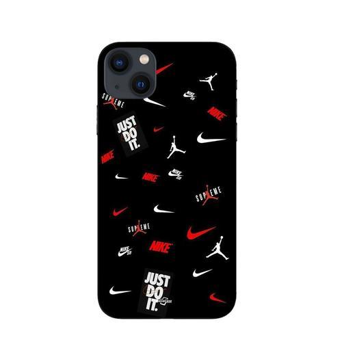 Coque Iphone 14 Nike Jordan Blanc Rouge Fond Noir on Productcaster.