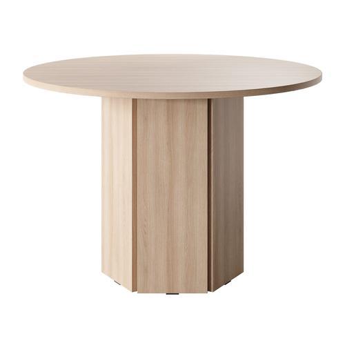 Table À Manger Ronde Aspect Bois De Chêne Beige, 110x75 Cm on Productcaster.