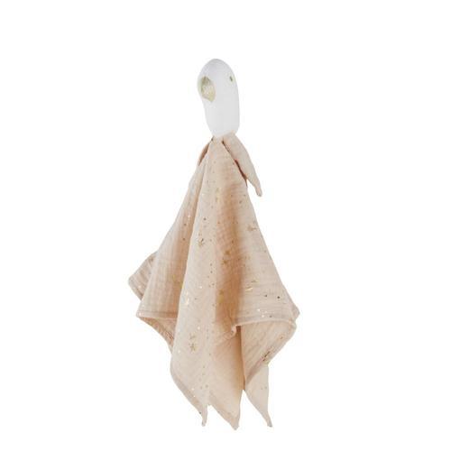 Doudou Lange Oiseau En Gaze De Coton Biologique Blanc, Beige Et Rose on Productcaster.