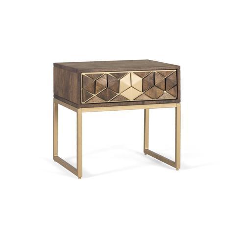 Table De Chevet Manguier Noyer Et Doré on Productcaster.