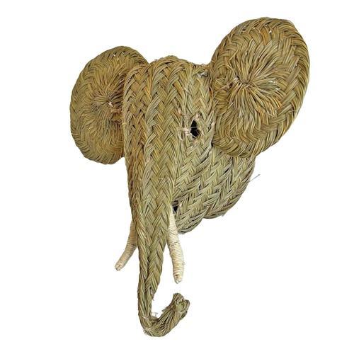 Tête d'Eléphant en fibres naturelles, décoration murale 60 x 55 cm on Productcaster.