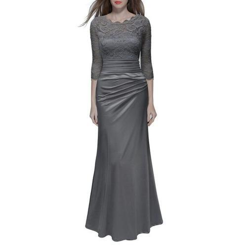 Robe De Soirée Élégante En Dentelle, Rétro, Manches Brodées, Maxi, ... on Productcaster.