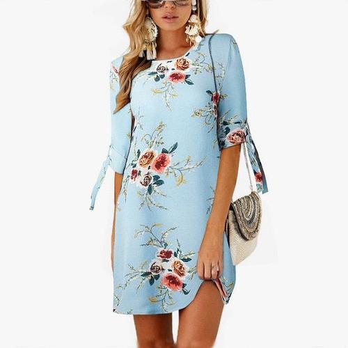 2018 Femmes Robe D'été Boho Style Imprimé Florale Mousseline De Soi... on Productcaster.