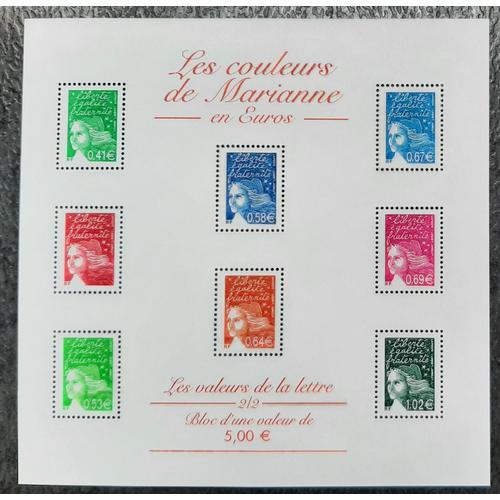 Feuillet Timbres 2/2 "Les Couleurs De Marianne En Euros " 2002 on Productcaster.