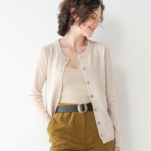 Suyadream 100% Laine Cardigan O Cou Simple Boutonnage À Manches Lon... on Productcaster.