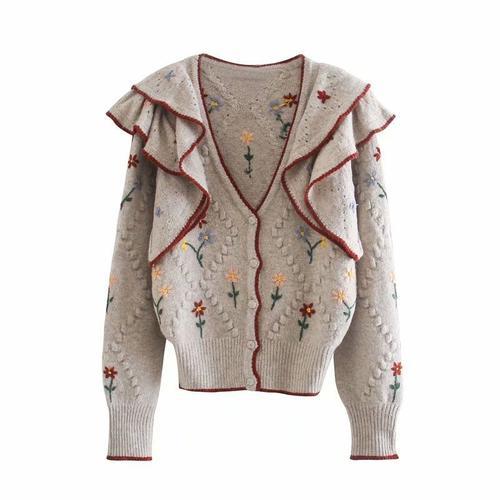 Femmes Élégantes En Cascade Volants Pull 2020 Mode Dames Broderie F... on Productcaster.