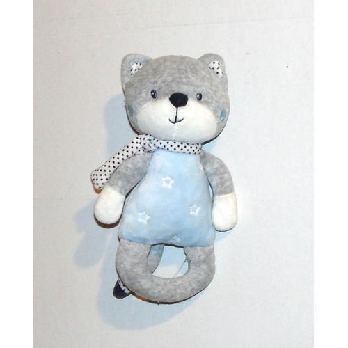 Doudou Chat Tex Baby Grelot Peluche Chaton Gris Bleu 19 Cm on Productcaster.