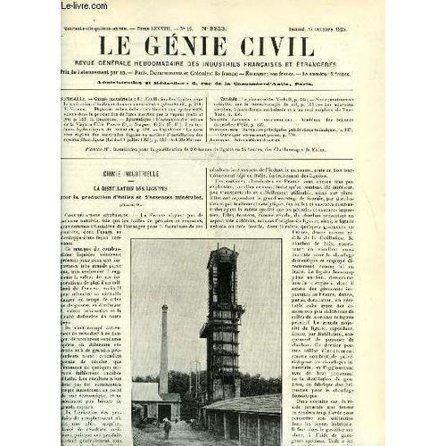 Le Génie Civil Tome Lxxxvii N° 16 - La Distillation Des Lignites Po... on Productcaster.