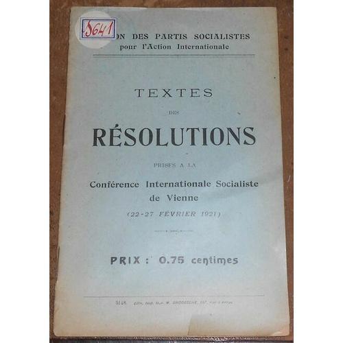 Textes Des Résolutions Prises À La Conférence Internationale Social... on Productcaster.