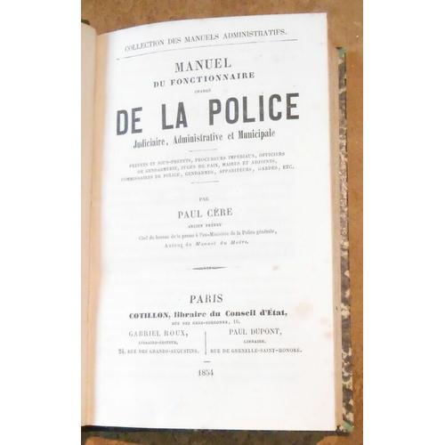 Manuel Du Fonctionnaire De La Police Judiciaire Administrative Et M... on Productcaster.