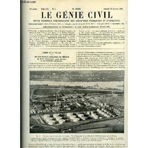 Le Génie Civil Tome Cii N° 4 - Les Raffineries Françaises De Pétrol... on Productcaster.