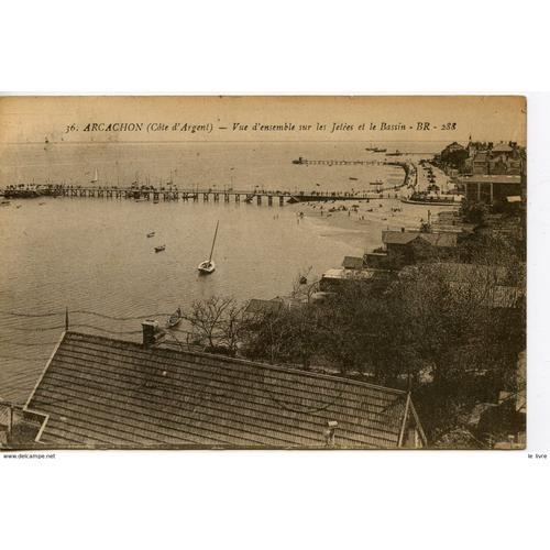 Cpa 33 Arcachon. Vue D Ensemble Sur Les Jetees Et Le Bassin 1921 Ca... on Productcaster.