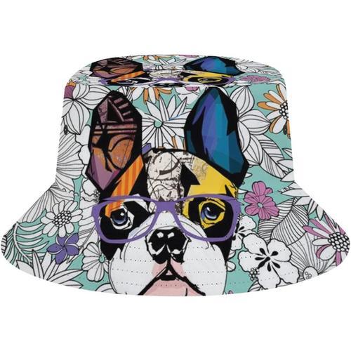 Chapeau Bob,Motif Floral,Bouledogue Fran?Ais,Chapeau De Soleil Pour... on Productcaster.