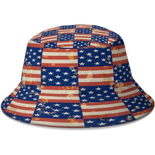 Chapeau Bob,Motif Drapeau Am¿¿Ricain,Chapeau De Soleil,Chapeau De P... on Productcaster.