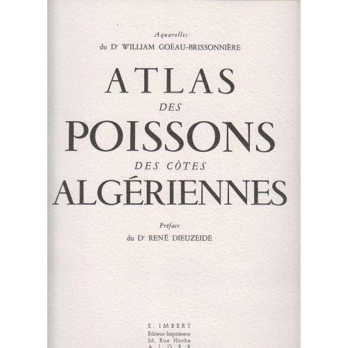 Atlas Des Poissons Des Cotes Algeriennes. Aquarelles. on Productcaster.