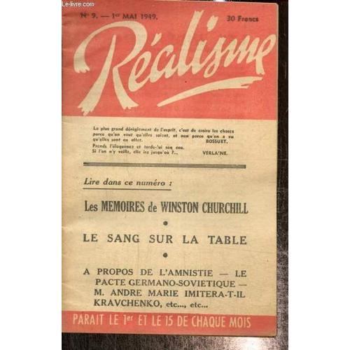 Réalisme, N°9 (1er Mai 1949) : Les Mémoires De Winston Churchill / ... on Productcaster.