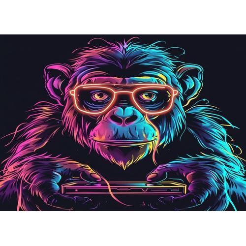 Canevas imprimer Ape Monkey Gamer Néon=1365 Impression sur toile DI... on Productcaster.