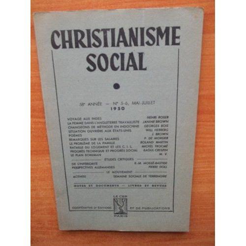 Christianisme Social 58 È Année N° 5-6, Mai-Juillet 1950 on Productcaster.