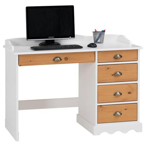 Bureau Colette Rangement Avec 5 Tiroirs Et Plateau Avec Corniche, E... on Productcaster.