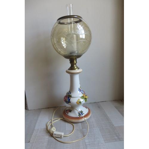 Ancienne Grande Lampe Céramique Avec Globe En Verre on Productcaster.