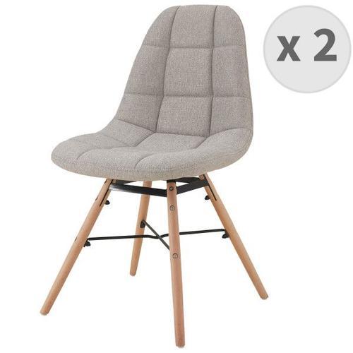 Uma - Chaise Scandinave Tissu Lin Pieds H?Tre (X2) on Productcaster.