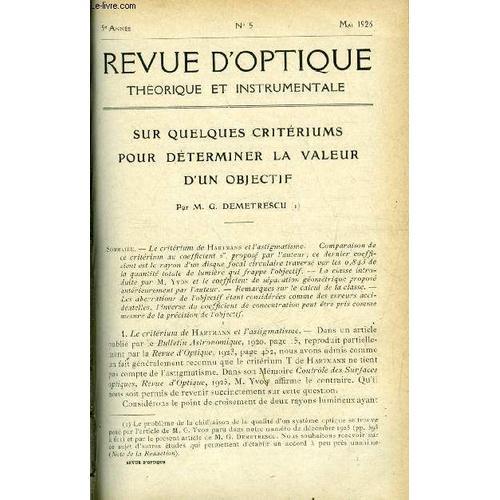 Revue D Optique Théorique Et Instrumentale N° 5 - Sur Quelques Crit... on Productcaster.