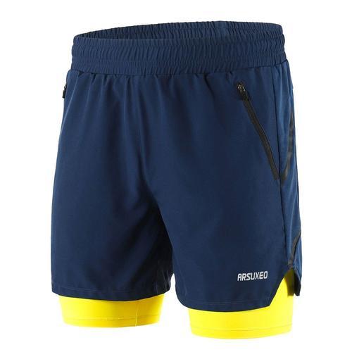 Couleur Bleu Foncé Short De Cyclisme 2 En 1 Pour Hommes, Respirant,... on Productcaster.