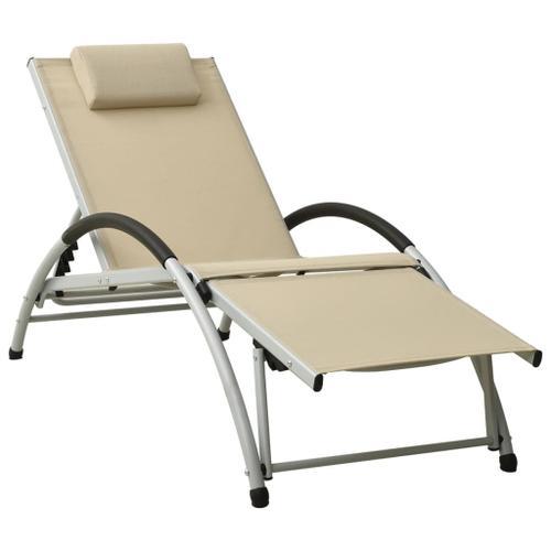 Vidaxl Chaise Longue Avec Oreiller Textilène Crème on Productcaster.