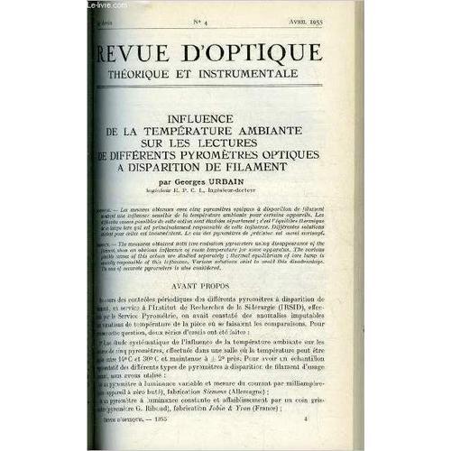 Revue D Optique Théorique Et Instrumentale N° 4 - Influence De La T... on Productcaster.