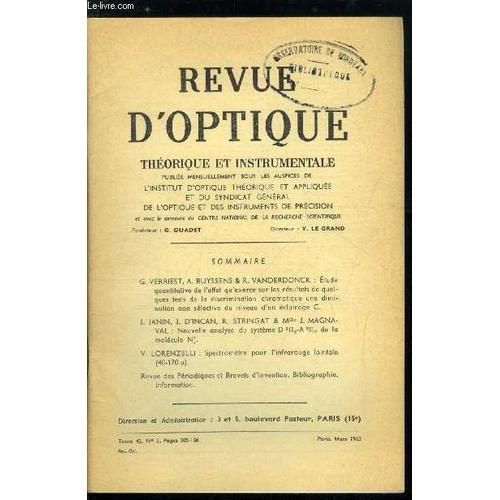 Revue D Optique Théorique Et Instrumentale N° 3 - Etude Quantitativ... on Productcaster.