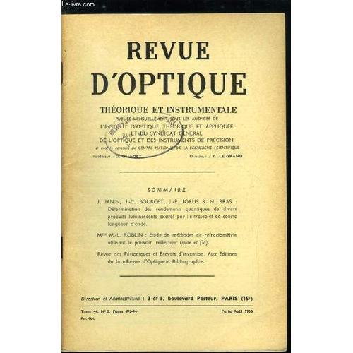 Revue D Optique Théorique Et Instrumentale N° 8 - Détermination Des... on Productcaster.