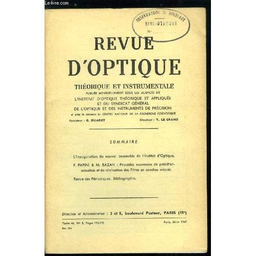 Revue D Optique Théorique Et Instrumentale N° 3 - L Inauguration Du... on Productcaster.