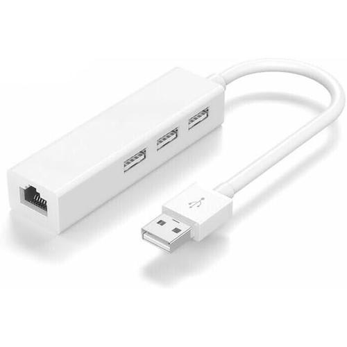 Blanc. USB A vers 3 x USB A et RJ45 Ethernet LAN Adaptateur Hub Cab... on Productcaster.