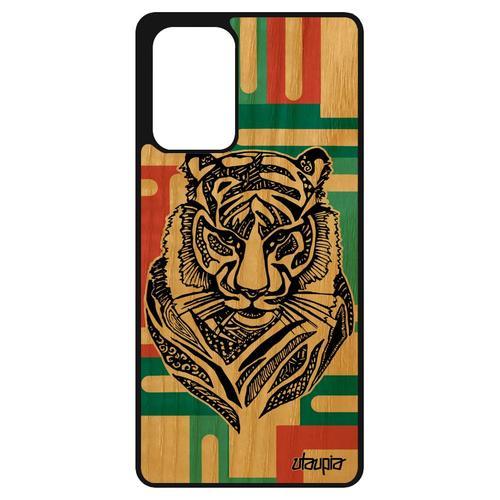 Coque Bois Samsung A72 Silicone Tigre Carré Dessin Sauvage Housse T... on Productcaster.