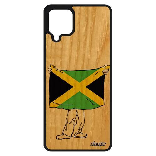 Coque Pour Galaxy A12 En Bois Silicone Drapeau Jamaique Jamaicain C... on Productcaster.