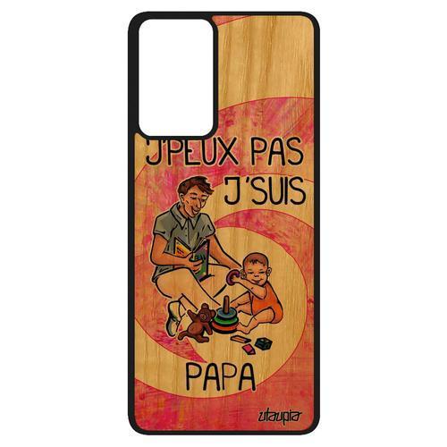 Coque Silicone Pour Samsung A52 Bois Veritable Jpeux Pas J'suis Pap... on Productcaster.