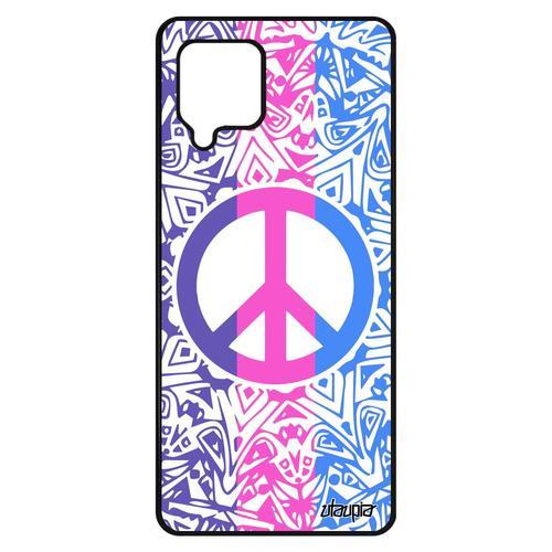 Coque Samsung Galaxy A42 Silicone Peace And Love Etui Fille Rose Ma... on Productcaster.