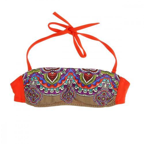 Haut De Bikini Bandeau Orange/Motif Femme Nana Cara Kenya on Productcaster.