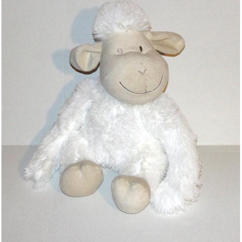 Peluche Mouton Blanc But Doudou Mouton Assis Beige Blanc 28 Cm on Productcaster.