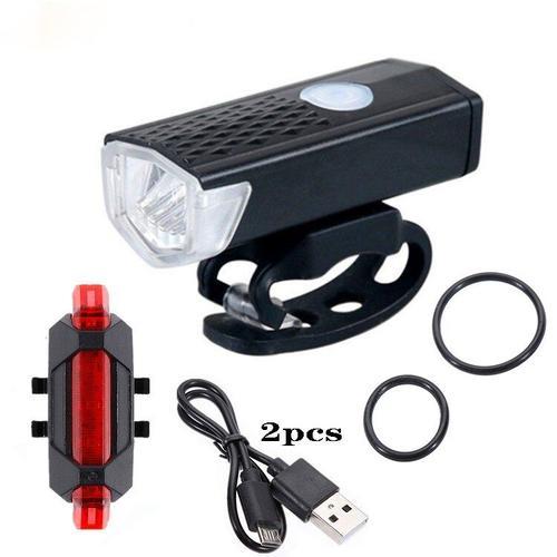 Noir Et Rouge - Lumière De Bicyclette Rechargeable D'usb Vtt Vélo A... on Productcaster.