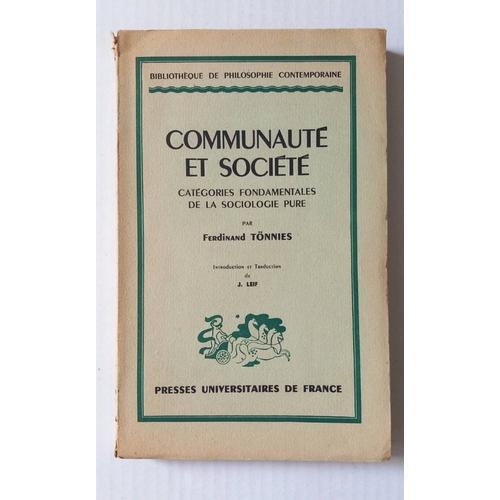 Communauté Et Société- Catégories Fondamentales De La Sociologie Pu... on Productcaster.