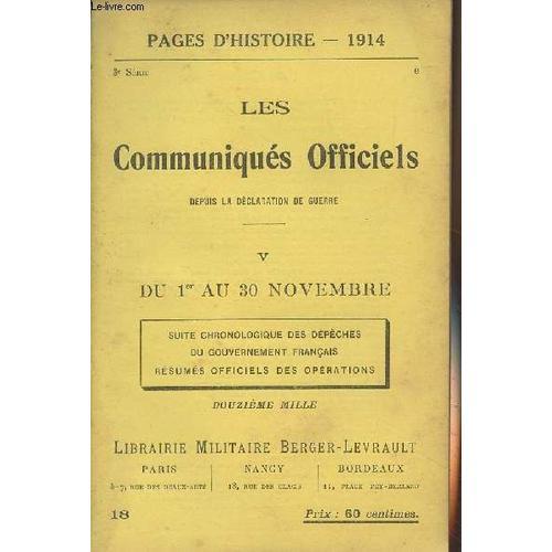 Pages D Histoire - 1914 - 3e Série - N°18 - Les Communiqués Officie... on Productcaster.