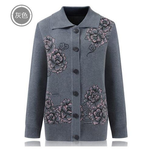 Manteau Pull Tricoté Pour Femmes Âgées, Veste Ample Avec Col À Reve... on Productcaster.