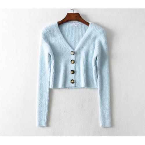 5 Couleur 2019 Automne Sexy Simple Boutonnage Bouton Cardigan Shagg... on Productcaster.