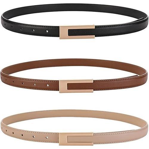 3PCS (Noir + Camel + Kaki) Ceinture Femme Classique Ceinture en Cui... on Productcaster.