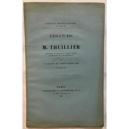 Discours De M. Thuillier Dans La Séance Du Corps Législatif (28 Mar... on Productcaster.