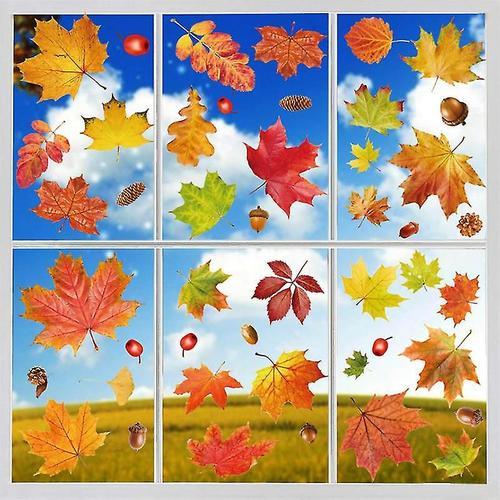 2 Sheets Thanksgiving Window Clings, Autumn Maple Leaves Window Sta... on Productcaster.