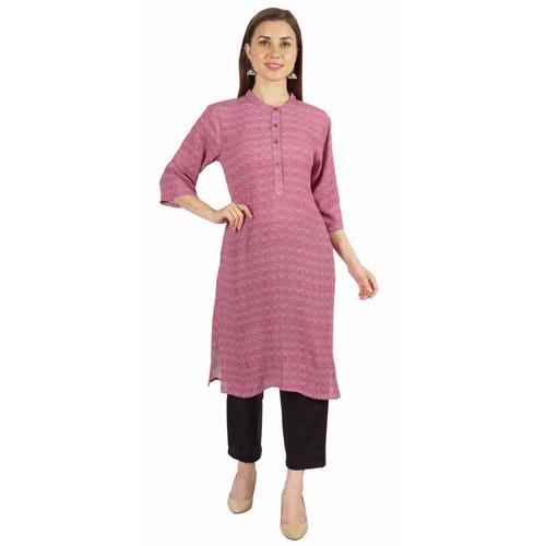 Moomaya Collier Mandarin Kurti 3/4 Imprim Pour Femmes Kurta Straigh... on Productcaster.