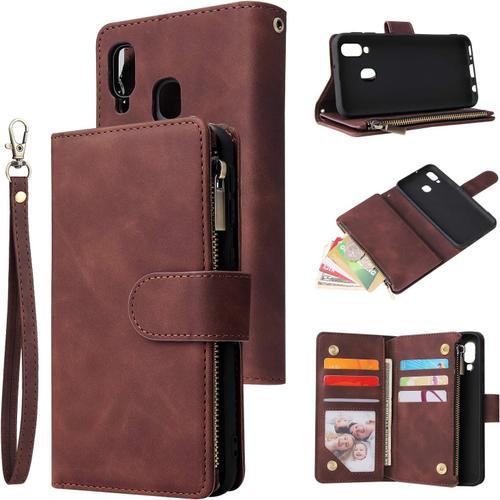 Coque Pour Sumsung Galaxy A40, Etui En Cuir Pu Portefeuille Retro F... on Productcaster.